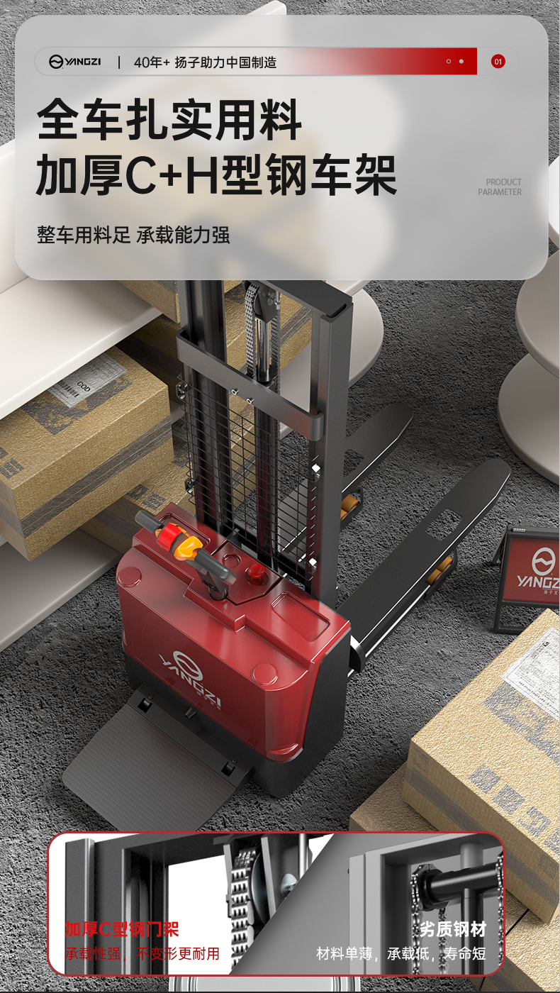 揚(yáng)子堆高車(chē)PSP 站駕式全電動(dòng)堆高車(chē)(圖5)